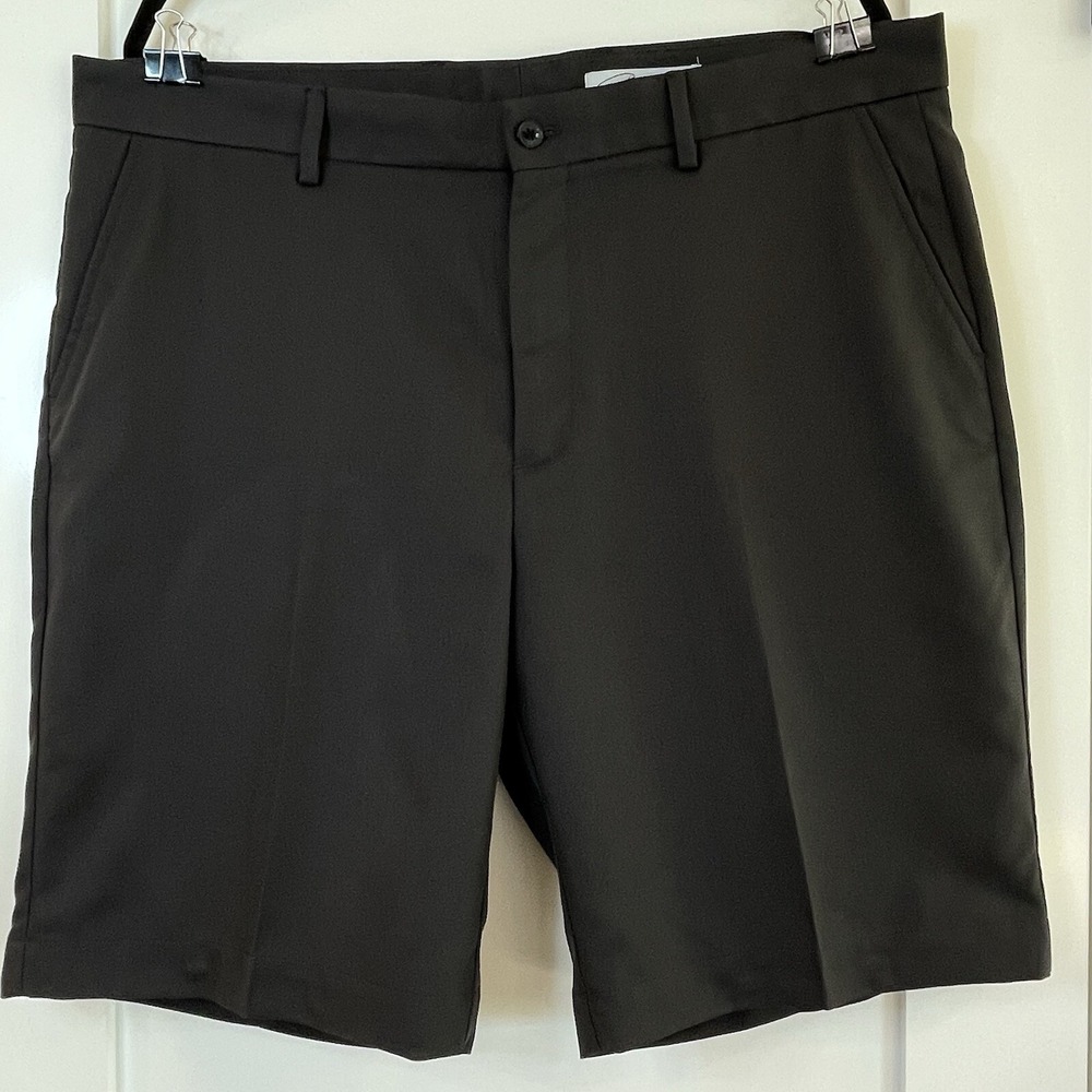 Greg Norman Everbest Shorts Mens 38 Gray Mini Grid Checkered Stretch Golf Chino